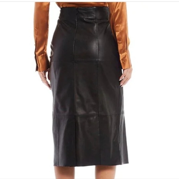 Antonio MelaniJulia Genuine Leather Faux Wrap Midi Skirt - Picture 4 of 8